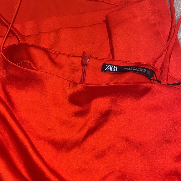 Zara satin effect red dress - Picture 10 of 13